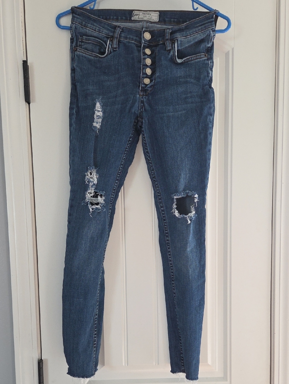 Free People Distressed Skinny Jeans - Blue